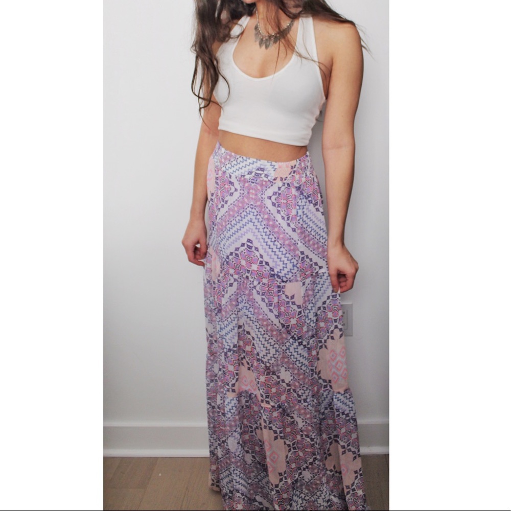 BRIGHT Express Geo Print Boho Maxi Skirt